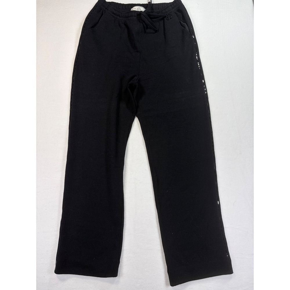 St. John Sport Marie Gray Black Wool Knit Sequin Trim Pants Womens S FA01 GRP8